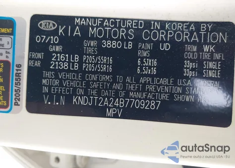 2011 Kia Soul + z USA, uszkodzony, nr VIN KNDJT2A24B7709287